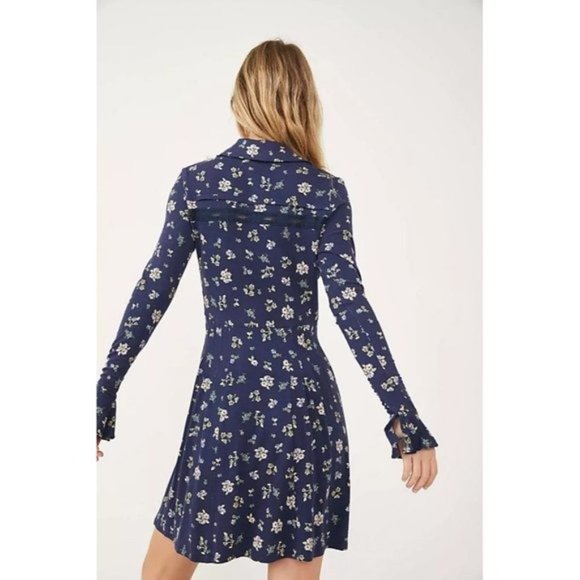 FREE PEOPLE Good Days Floral Mini Dress in Navy NWT - Picture 3 of 4